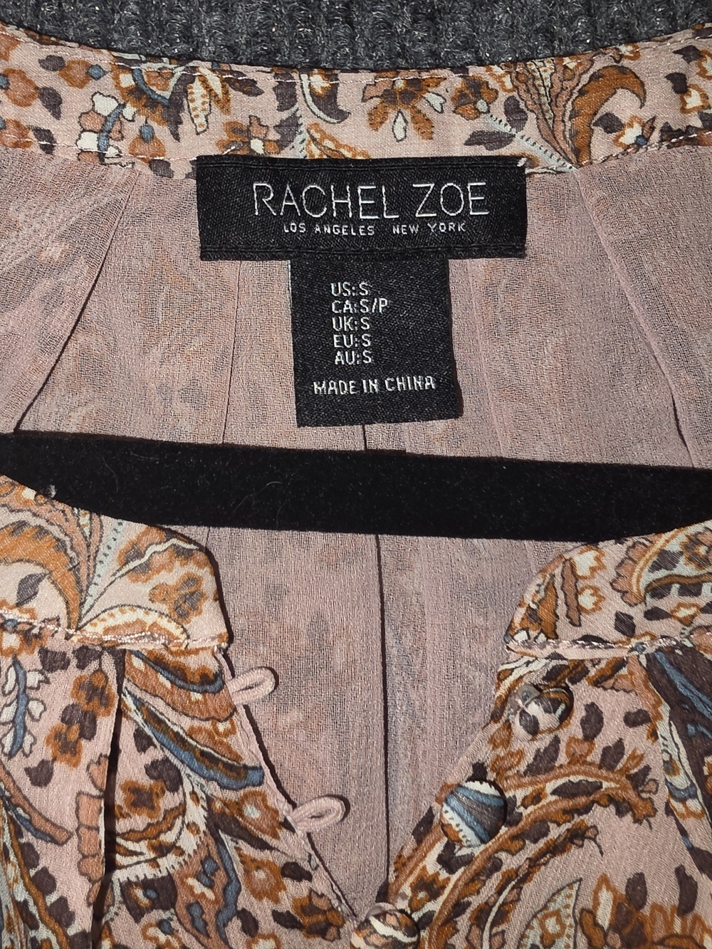 Rachel Zoe Paisley Peasant Blouse in Tan and Brown - Picture 3 of 6